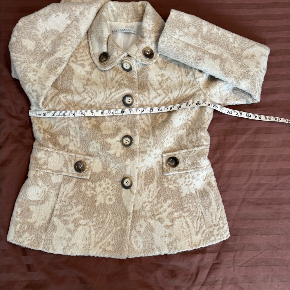 Robert Kitchen Beige Floral Pea Coat - Picture 5 of 8